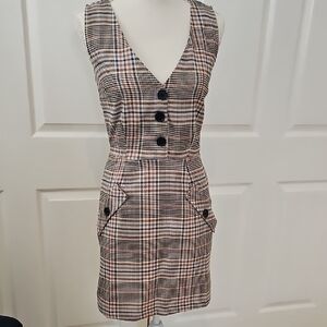 Modcloth Checkered Mini Dress with Dark Buttons